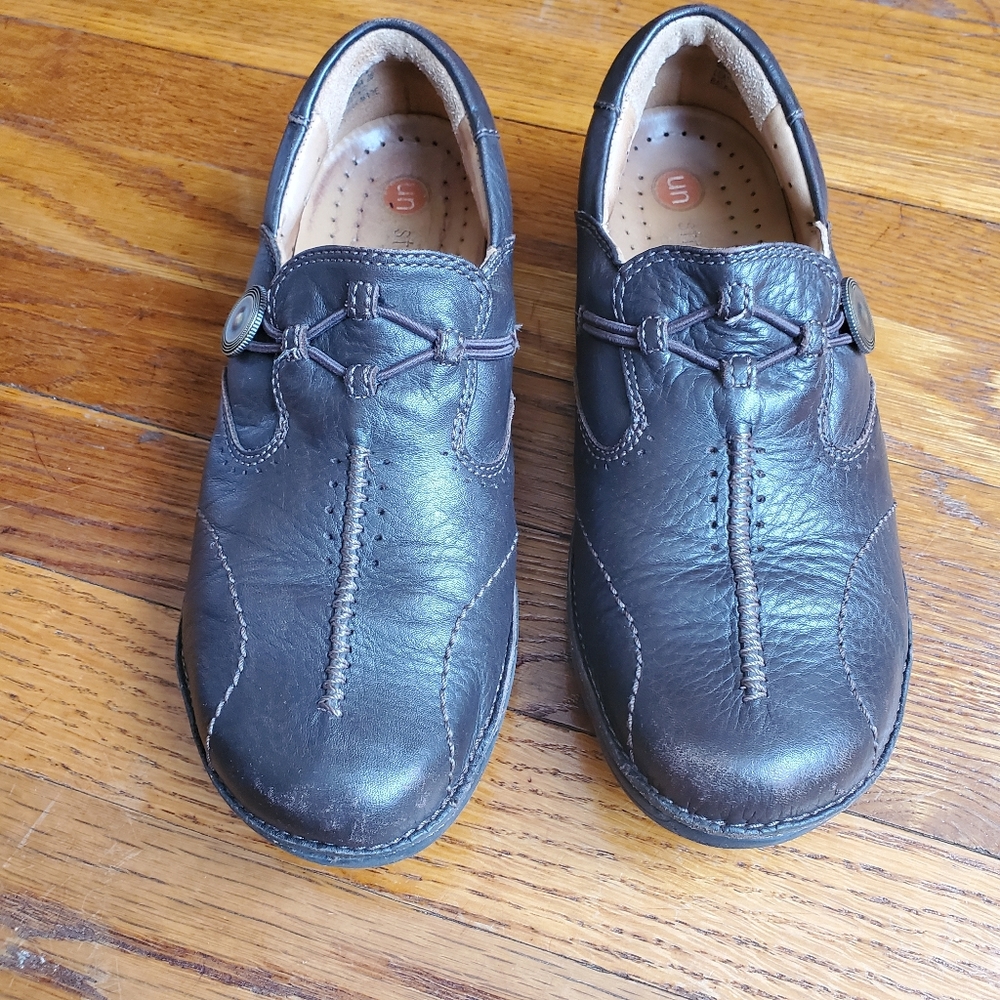 Clarks Unstructured Unloop Leather Clogs Slip On … - image 3